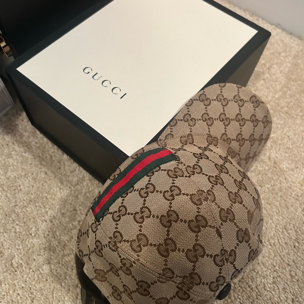 Today only! 7/8/25 Gucci Tan Monogram Cap with Stripe Detail $249 - Picture 2 of 8